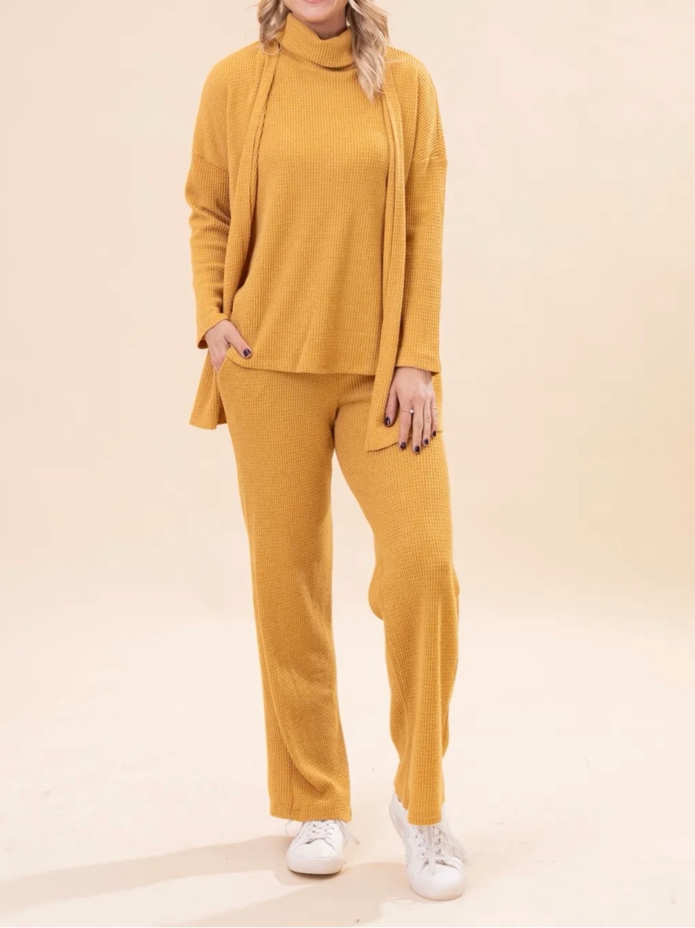 Dear Scarlett Three Piece Brushed Hacci Waffle Knit Signature Set